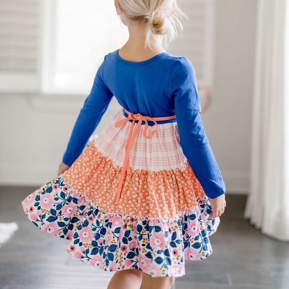 Cheeky Plum Annistyn Knit Ruffle Kids Dress in Tangelo Size 12 years - Picture 2 of 7